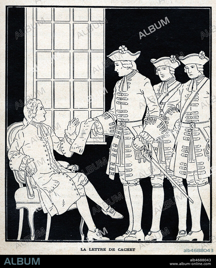 La lettre de cachet sous LOUIS XIV. Ilustration anonyme de 1939 pour Petite histoire de la France et de la Civilisation francaise par Paul BERNARD et F. REDON. Credit : Coll. Jonas/KHARBINE-TAPABOR.