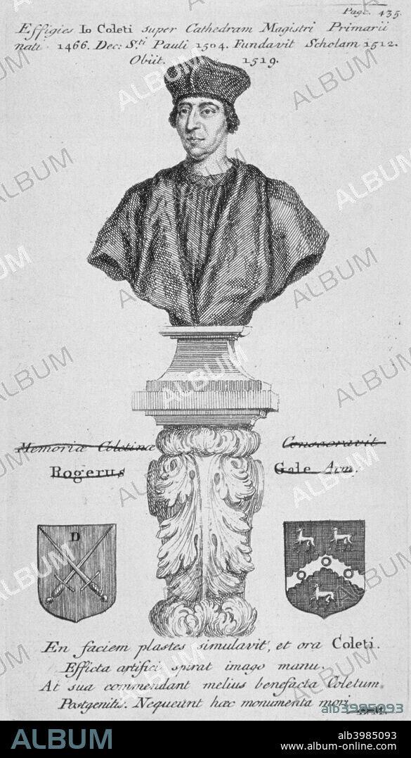Bust of John Colet who founded St Paul's School in 1512, 1800.