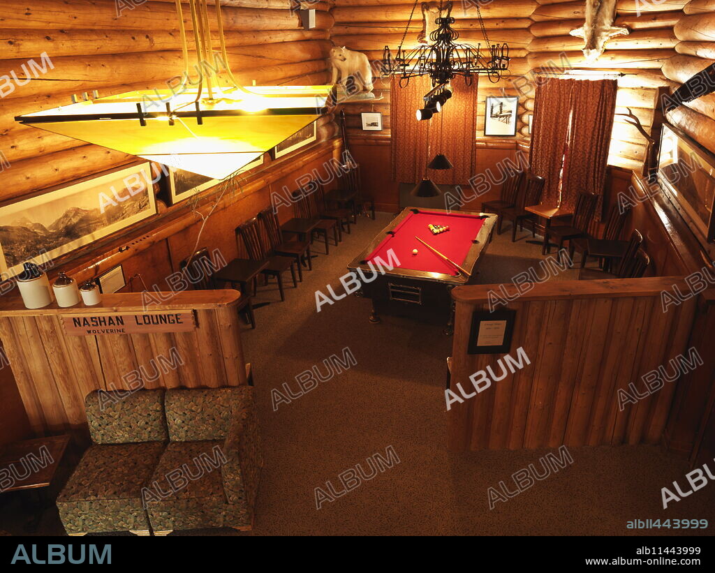 Pool room, Simpson's Num-Ti-Jah Lodge, Banff National Park, Alberta, Canada, North America.