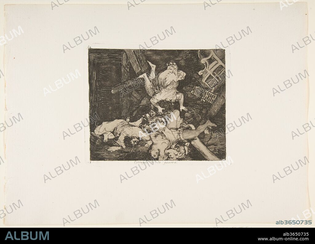 Plate 30 from 'The Disasters of War' (Los Desastres de la Guerra): 'Ravages of war.' (Estragos de la guerra.). Artist: Goya (Francisco de Goya y Lucientes) (Spanish, Fuendetodos 1746-1828 Bordeaux). Dimensions: Plate: 5 1/2 × 6 5/8 in. (14 × 16.8 cm)
Sheet: 9 15/16 × 13 9/16 in. (25.2 × 34.5 cm). Series/Portfolio: The Disasters of War. Date: 1810 (published 1863).