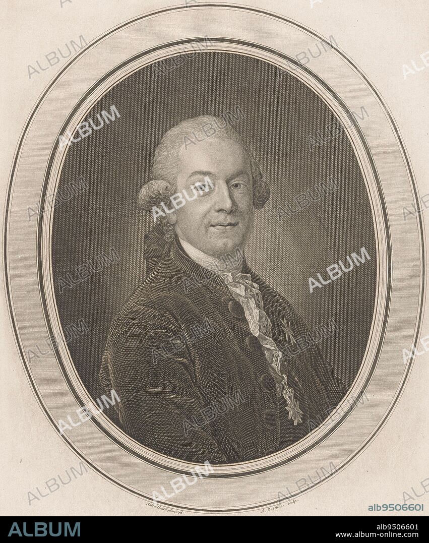Portrait of Otto Ferdinand, Graf von Loeben, Friedrich August Brückner, after Anton Graff, 1795 - 1895, print maker: Friedrich August Brückner, (mentioned on object), after: Anton Graff, (mentioned on object), Germany, 1795 - 1895, paper, engraving, h 387 mm × w 279 mm.