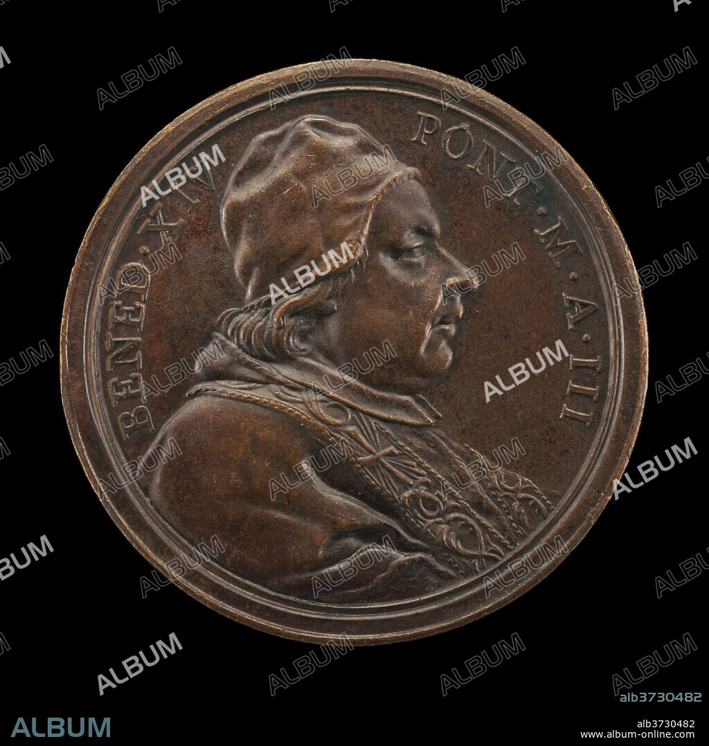 OTTONE HAMERANI. Benedict XIV (Prospero Lorenzo Lambertini, 1675-1758), Pope 1740 [obverse]. Dated: 1743. Dimensions: overall (diameter): 3.52 cm (1 3/8 in.)  gross weight: 19.78 gr (0.044 lb.)  axis: 12:00. Medium: bronze.