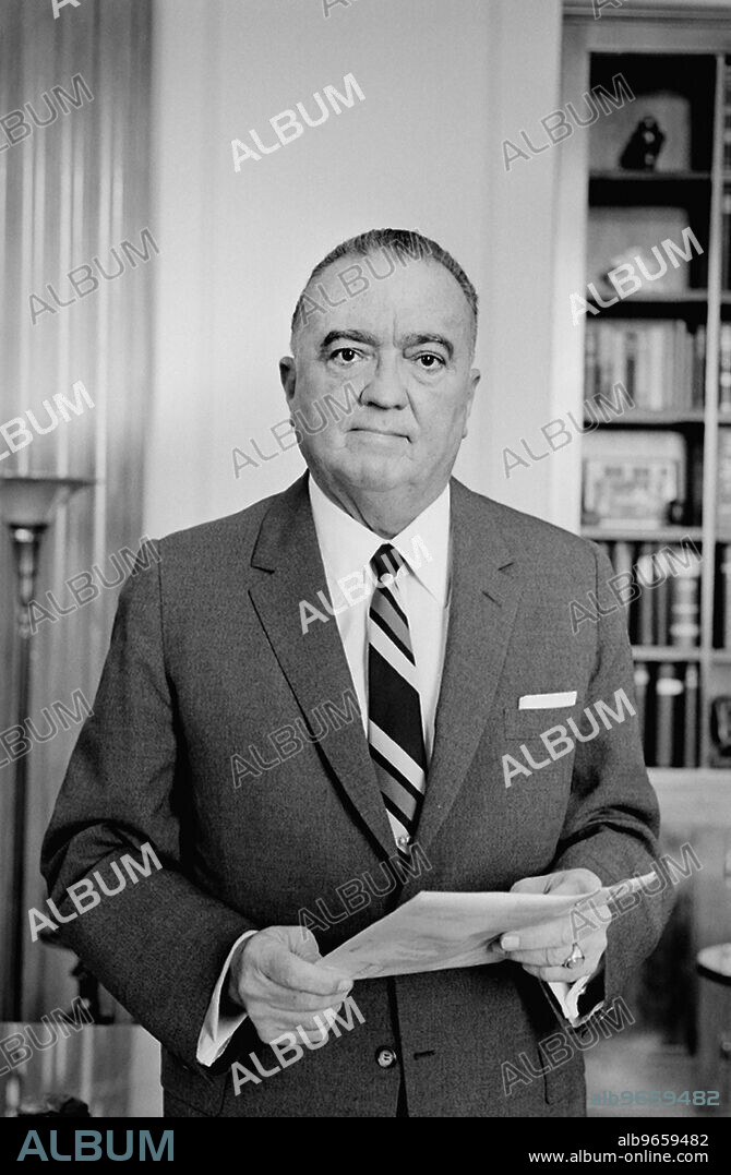 J. Edgar Hoover, Director of FBI, U.S. Department of Justice, Portrait, Washington DC, USA, photograph by Marion S. Trikosko, September 1961.