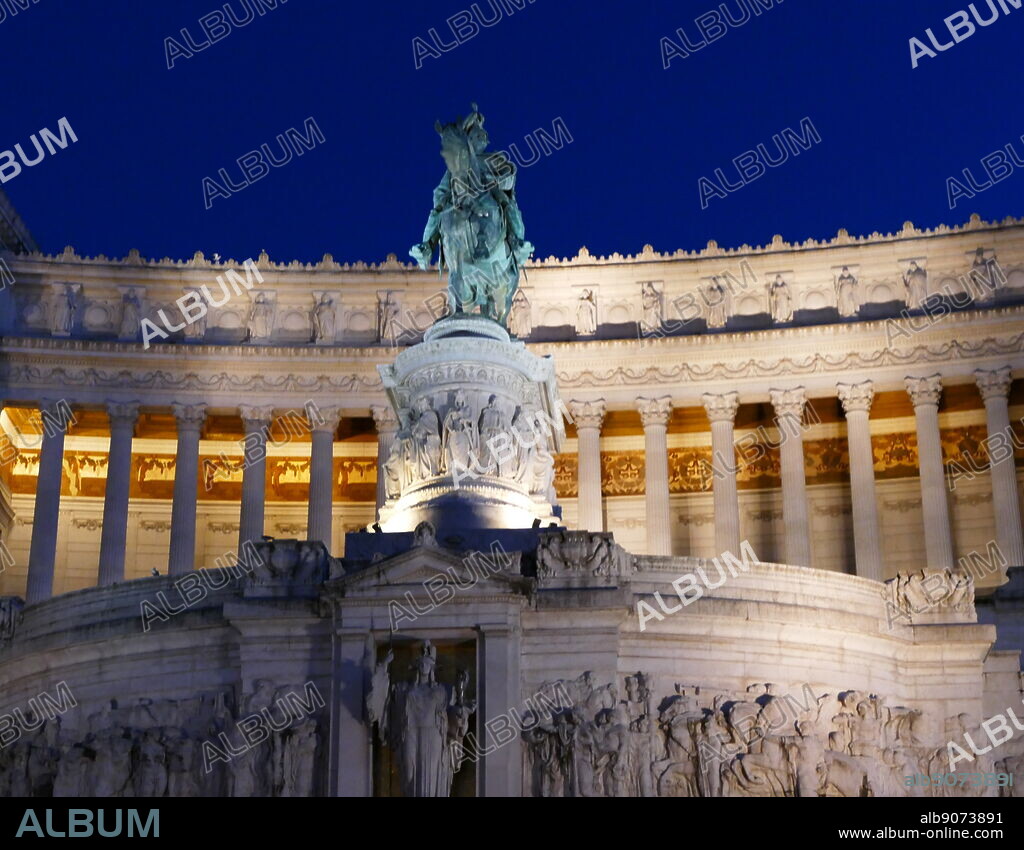 View of the Vittorio Emanuele II Monument at night. The Vittorio Emanuele II Monument, also known as the Vittoriano, Il Vittoriano, or Altare della Patria, is a monument built in honour of Victor Emmanuel II, the first king of a unified Italy, located in Rome, Italy.