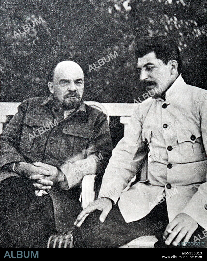 Lenin and, Stalin together in Gorky. 1922.
