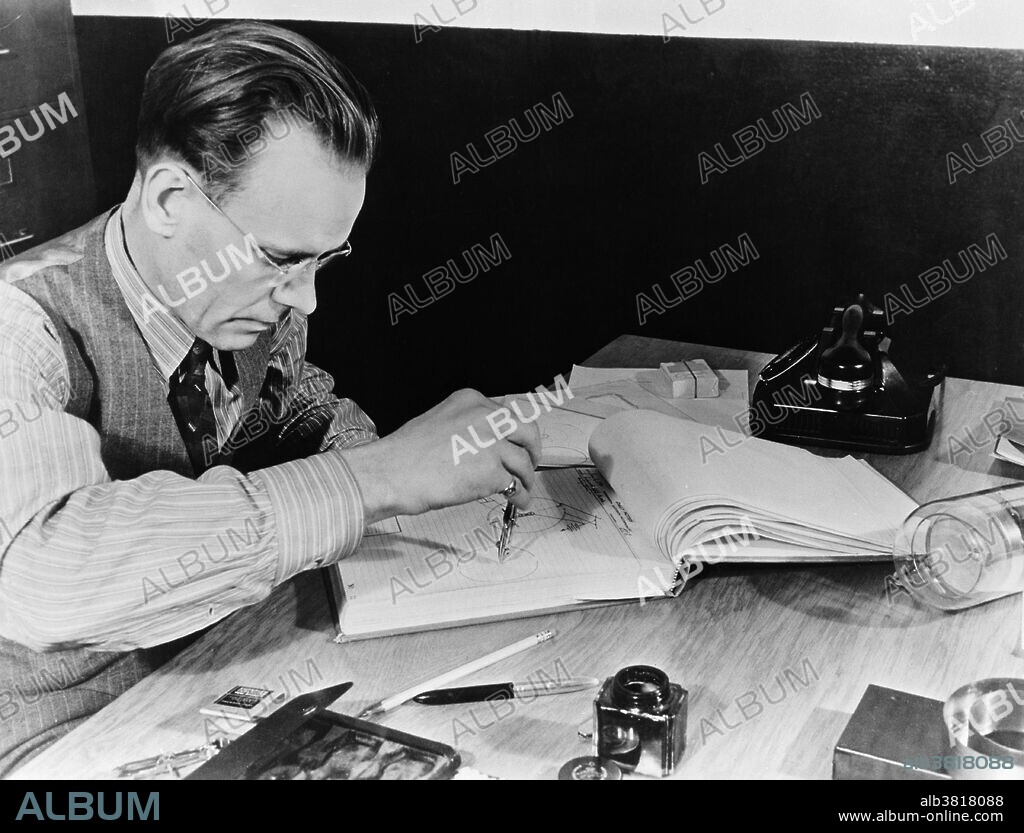 Editorial use only . Captioned: Pictured at work in the office of his laboratory in Fort Wayne is Philo T. Farnsworth, who was recently designated one of the Ten Outstanding Young Men of 1939. Philo Taylor Farnsworth (August 19, 1906 - March 11, 1971) was an American inventor and television pioneer. He made many contributions that were crucial to the early development of television, but is remembered for inventing the first fully functional all-electronic image pickup device (video camera tube). He called it the image dissector and it was the first fully functional and complete all-electronic television system. Farnsworth developed a television system complete with receiver and camera, which he produced commercially in the form of the Farnsworth Television and Radio Corporation, from 1938 to 1951. He held 165 patents, mostly in radio and television. In 1999, TIME magazine included Farnsworth in The TIME 100: The Most Important People of the Century.