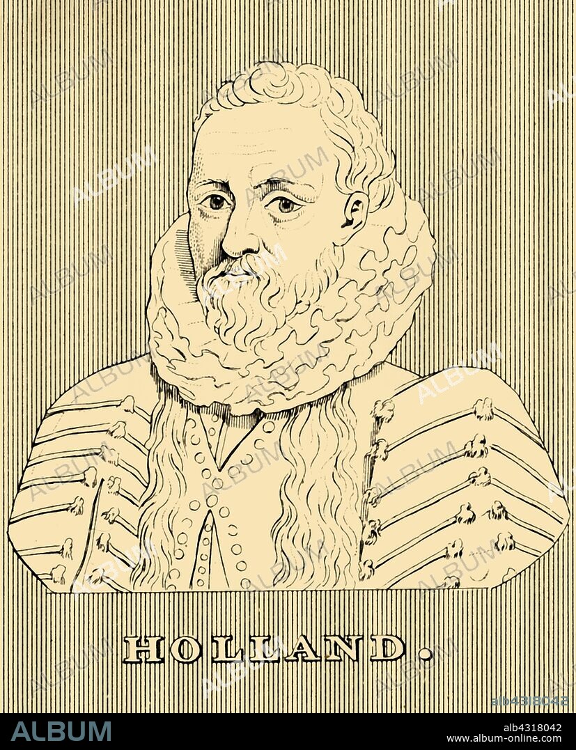 'Holland', (1552-1637), 1830. Philemon Holland  (1552-1637) English schoolmaster, physician and translator, educated at Trinity College, Cambridge. From "Biographical Illustrations", by Alfred Howard. [Thomas Tegg, R. Griffin and Co., J. Cumming, London, Glasgow and Dublin, 1830].