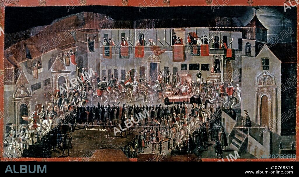 MELCHOR PEREZ HOLGUIN (1660-1722). ENTRADA DEL VIRREY ARZOBISPO MORCILLO EN POTOSI HOY BOLIVIA - 1716 - DET (CONJ Nº 4716).