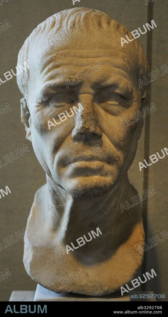 Julio Cesar (100 a. C. -44 a. C). Líder militar y político romano de la era tardorrepublicana. Busto. Museo de la Ciudad. Malmo. Suecia.
