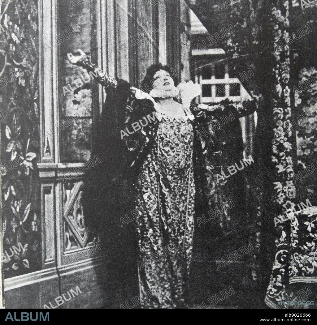 Queen Elizabeth', 1912. Sarah Bernhardt saw the film versions of her famous vehicles as 'my one chance for immortality', but insisted on filming them as they were on the stage.