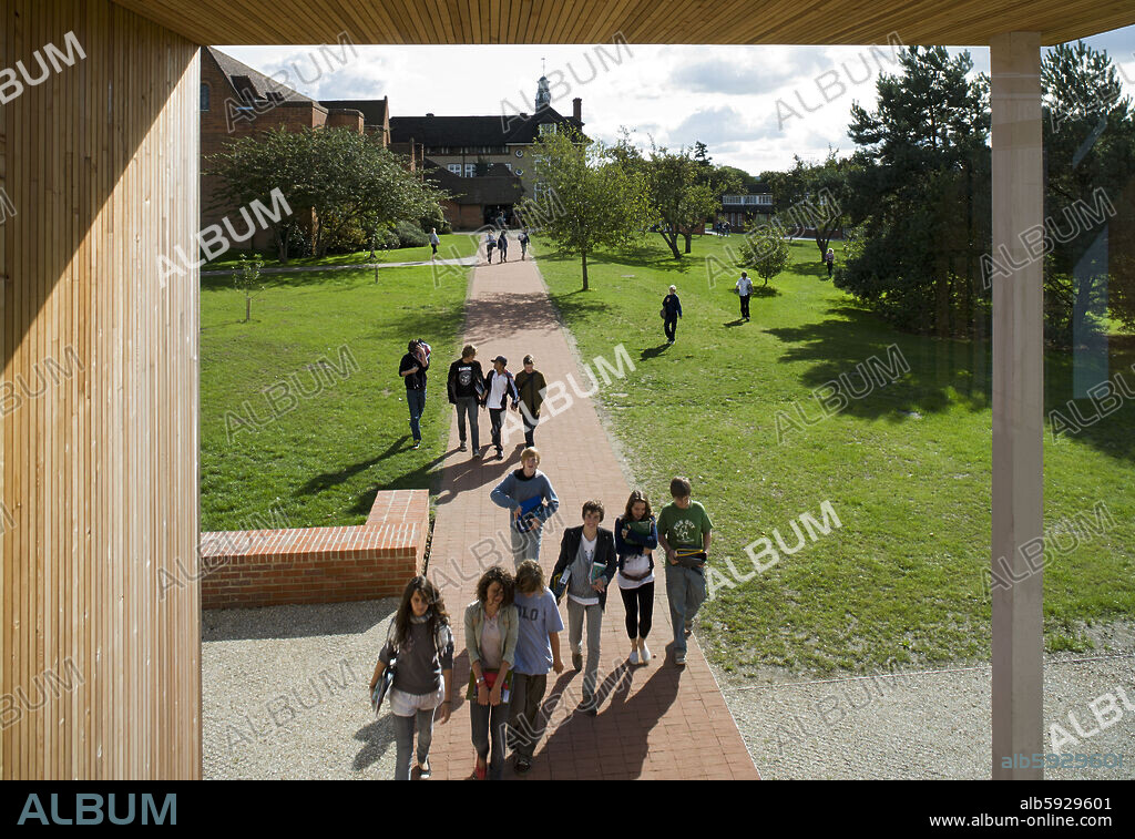 BEDALES SCHOOL ORCHARD DEVELOPMENT FROM ENTRANCE TO LIBRARY.