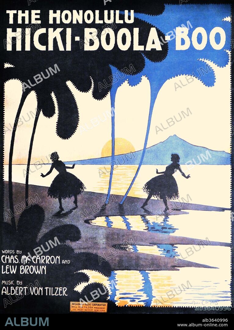 Cover to sheet music with a Hawaiian theme., Andre C. De Takacs, 1916.