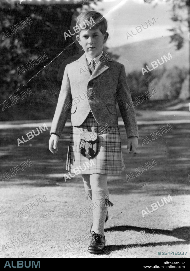Prince Charles Is Seven - Seven years old today (Monday), Prince Charles looks a sturdy figure striding through the grounds of Balmoral Castle, Scotland, in a kilt of the Balmoral tartan (restricted to members of the Royal Family). He was born on November 14, 1948 at Buckingham Palace, London. November 11, 1955. (Photo by Reuterphoto).