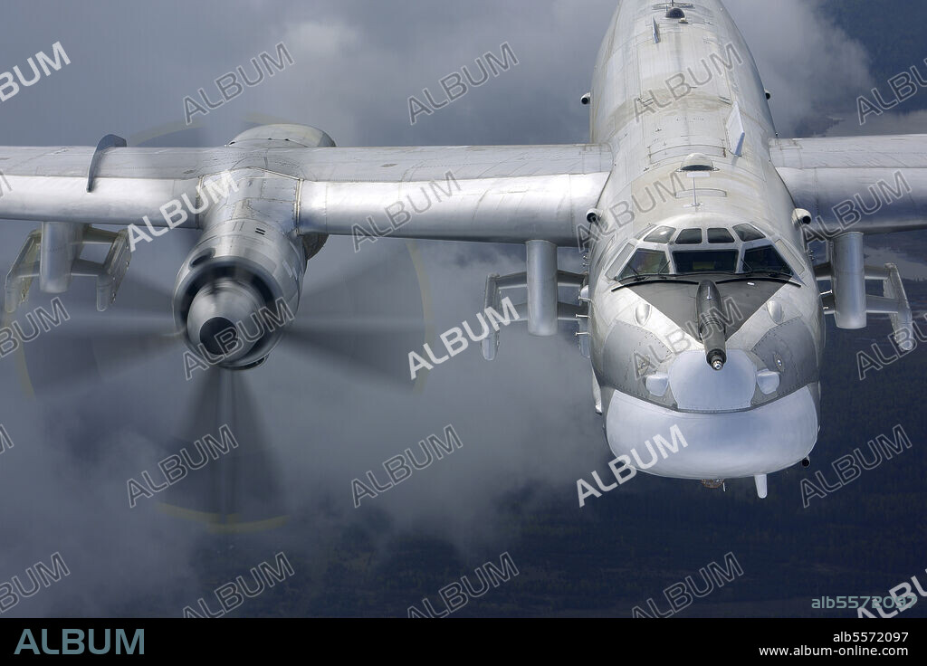 Tupolev Tu-95MS strategic bomber of the Russian Air Force at Victory day parade rehearsal, Moscow region, Russia.