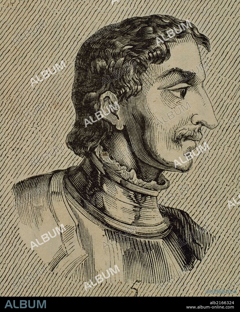 Bermudo I or Vermudo. Called The Deacon or The Monk. King of Asturias from 788 or 789 until his abdication in 791. Engraving.