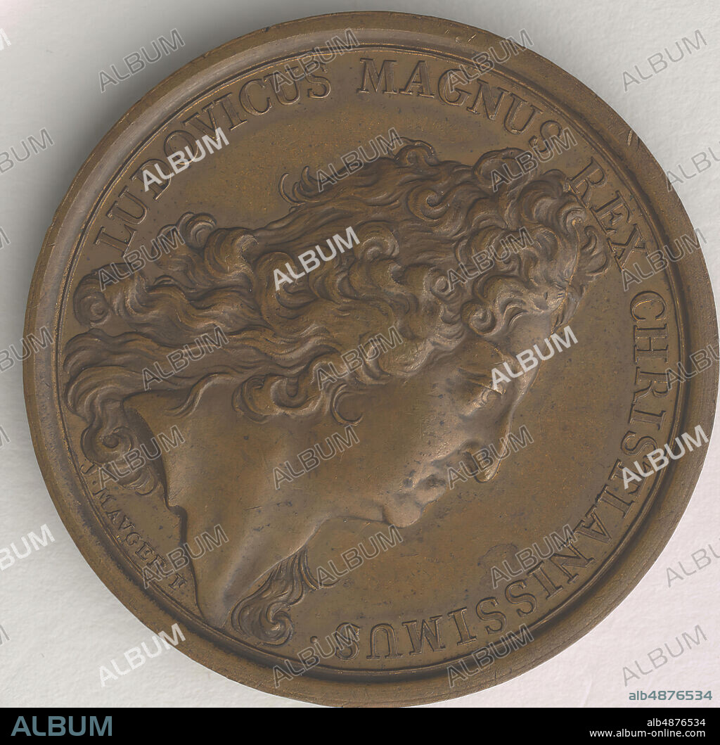 Jean Mauger, Louis XIV, ca. 1695-1723, bronze, 1 5/8 in. (4.1 cm.), Louis XIV, also known as the Sun King, governed France for 72 years, still the longest reign of any European monarch in history. His rule brought France to the height of its power and influence in geopolitics, the arts, and literature. He established an opulent royal court in Versailles that became the envy of the world. However, a lifetime of the Sun King's excesses, coupled with his misfortunes in war during the last decades of his reign, left France weakened and in debt by the time Louis XIV passed away in 1715.