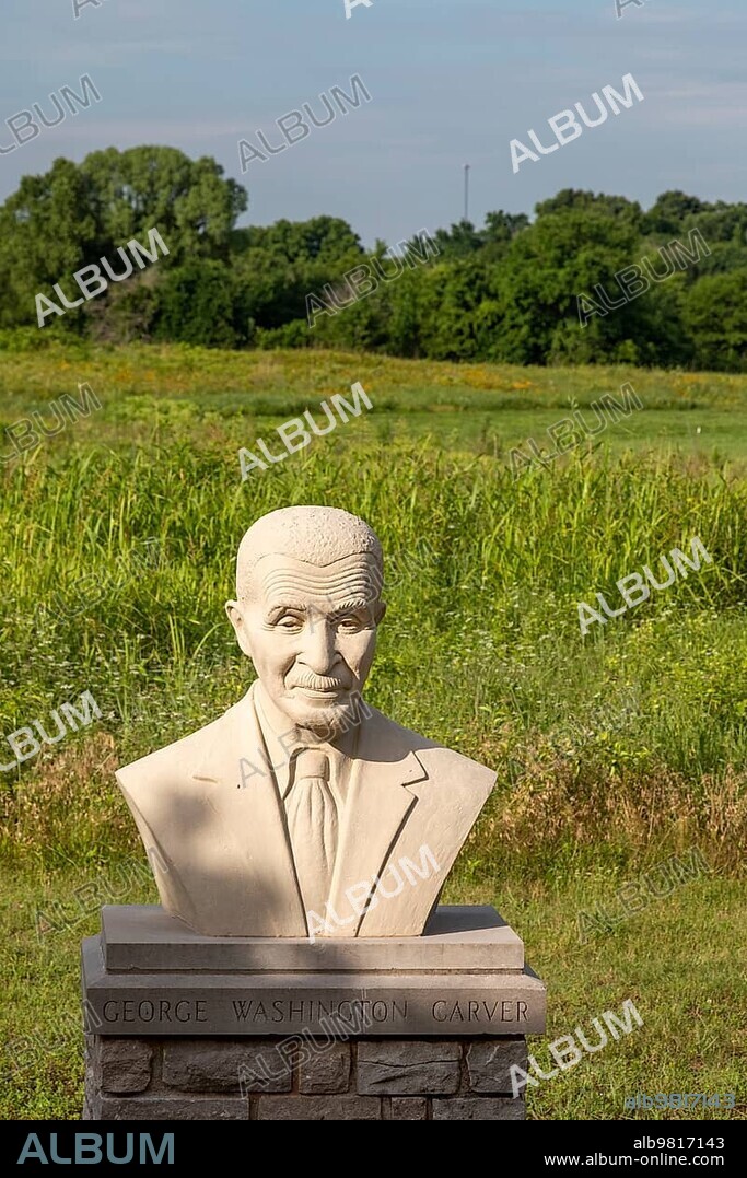 Diamond, Missouri, A bust of George Washington Carver at the George Washington Carver National Monument. The monument preserves the Moses and Susan Carver farm where Carver was born as a slave in about 1864. It was the first National Monument to honor an African-American