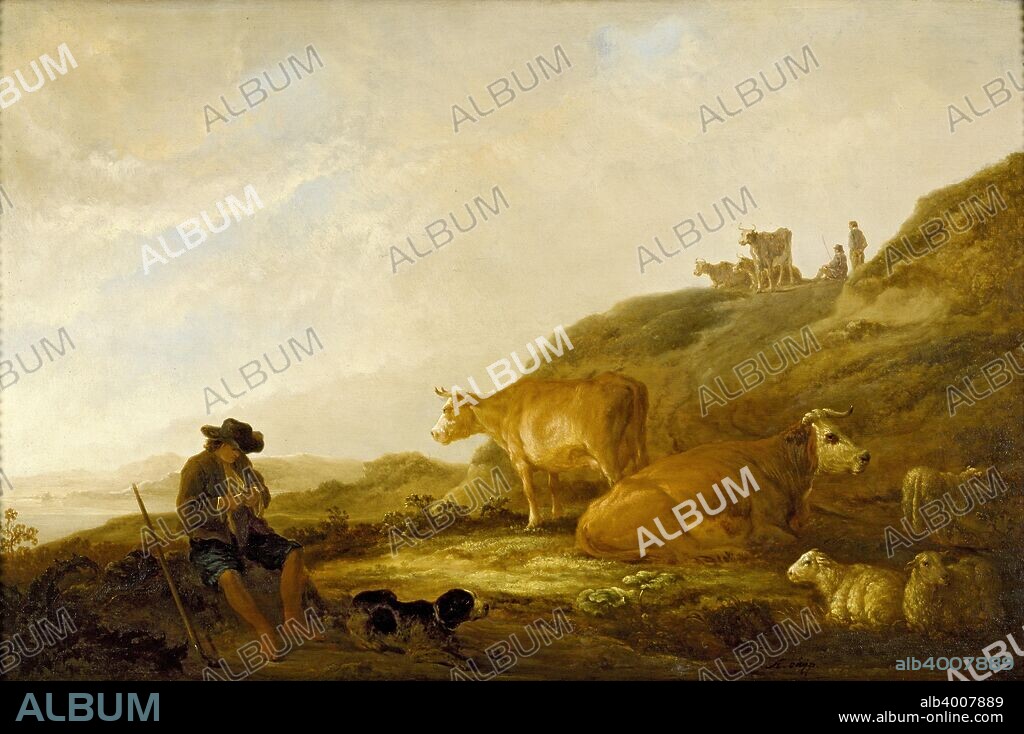 Seated Shepherd with Cows and Sheep in a Meadow, c1644. Dimensions: height x width x depth: 48.3 x 74.3 cm.