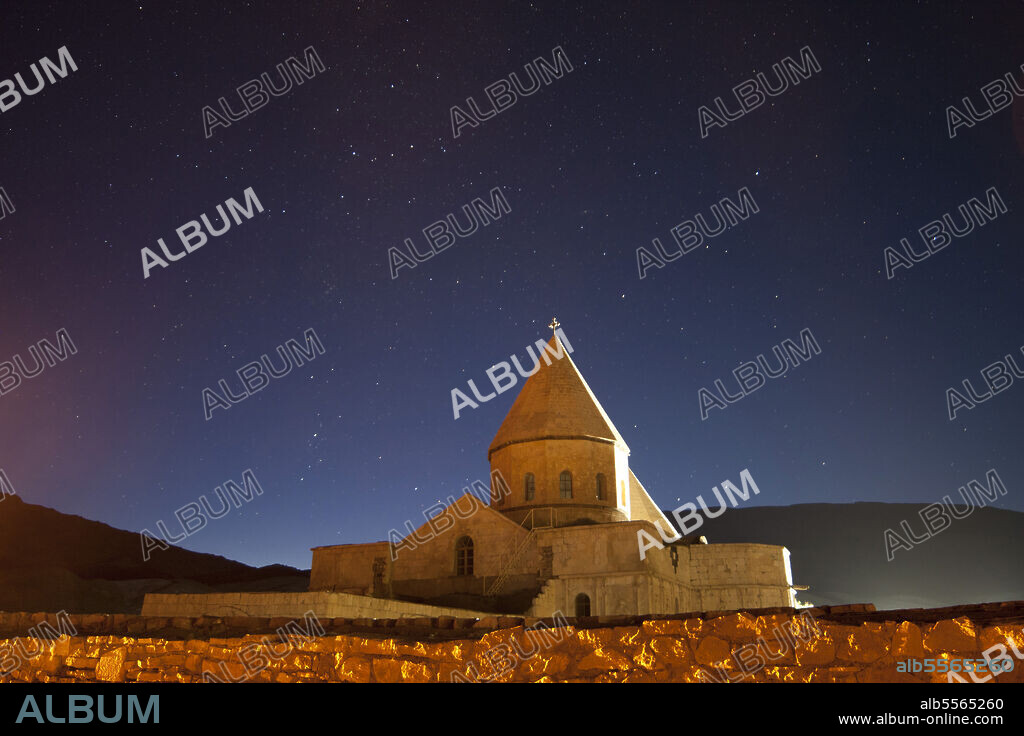 Starry night sky above Saint Thaddeus Monastery, Azarbaijan Province, Northwestern Iran.