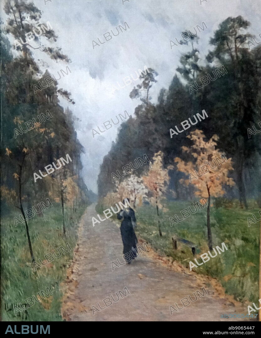 Painting titled 'Autumn Day at Sokolniki' by Isaac Levitan. Isaac Ilyich Levitan (1860-1900) a Classical Russian landscape painter.