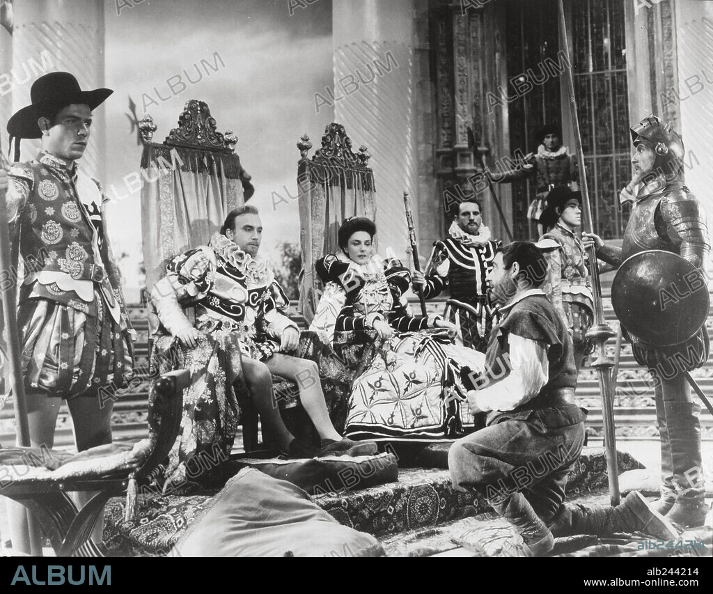 GUILLERMO MARIN and JUAN CALVO in DON QUIXOTE, 1947 (DON QUIJOTE DE LA MANCHA), directed by RAFAEL GIL. Copyright COMPAÑIA INDUSTRIAL FILM ESPAÑOL (CIFESA).