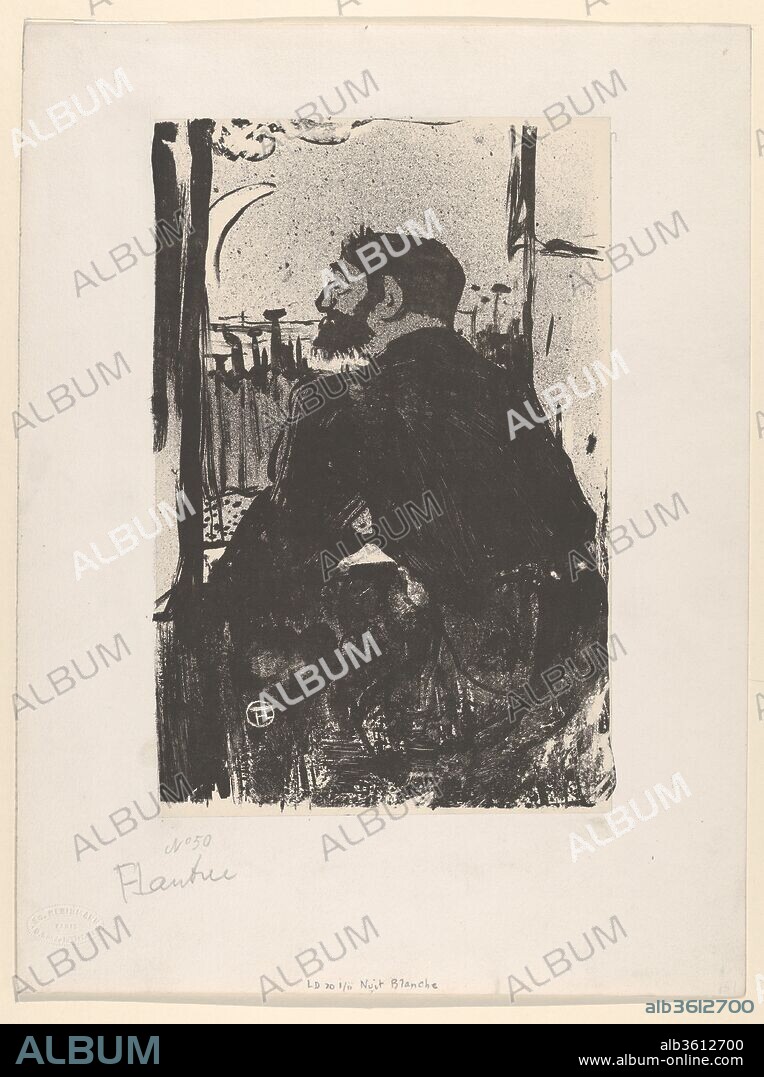 HENRI DE TOULOUSE LAUTREC. Sleepless Night (from Les Vieilles Histoires). Artist: Henri de Toulouse-Lautrec (French, Albi 1864-1901 Saint-André-du-Bois). Author: Jean Goudezki (French, 1866-1934). Dimensions: image: 10 3/16 x 6 11/16 in. (25.8 x 17 cm)
sheet: 14 3/16 x 10 5/8 in. (36 x 27 cm). Publisher: Edouard Kleinmann (French, active 19th century). Series/Portfolio: Les Vieilles Histoires (The Old Tales). Date: 1893.