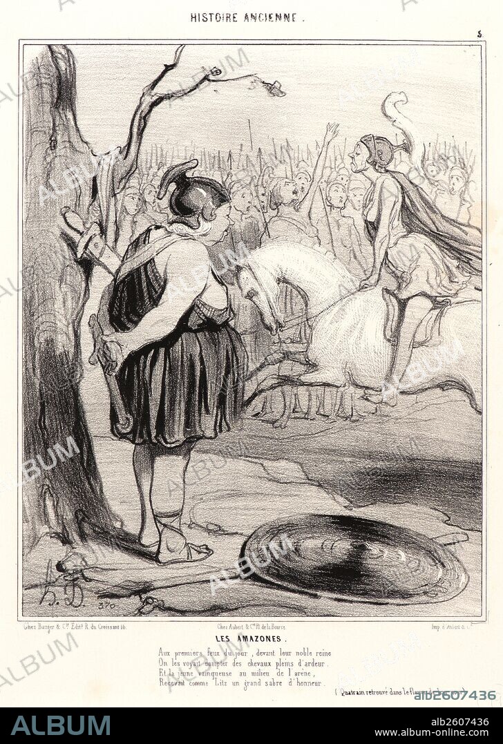 Honoré Daumier (French, 1808 - 1879). Les Amazones, 1842. From Histoire Ancienne. Lithograph on white wove paper. Image: 247 mm x 198 mm (9.72 in. x 7.8 in.) (image dimensions are for composition). Second of three states.