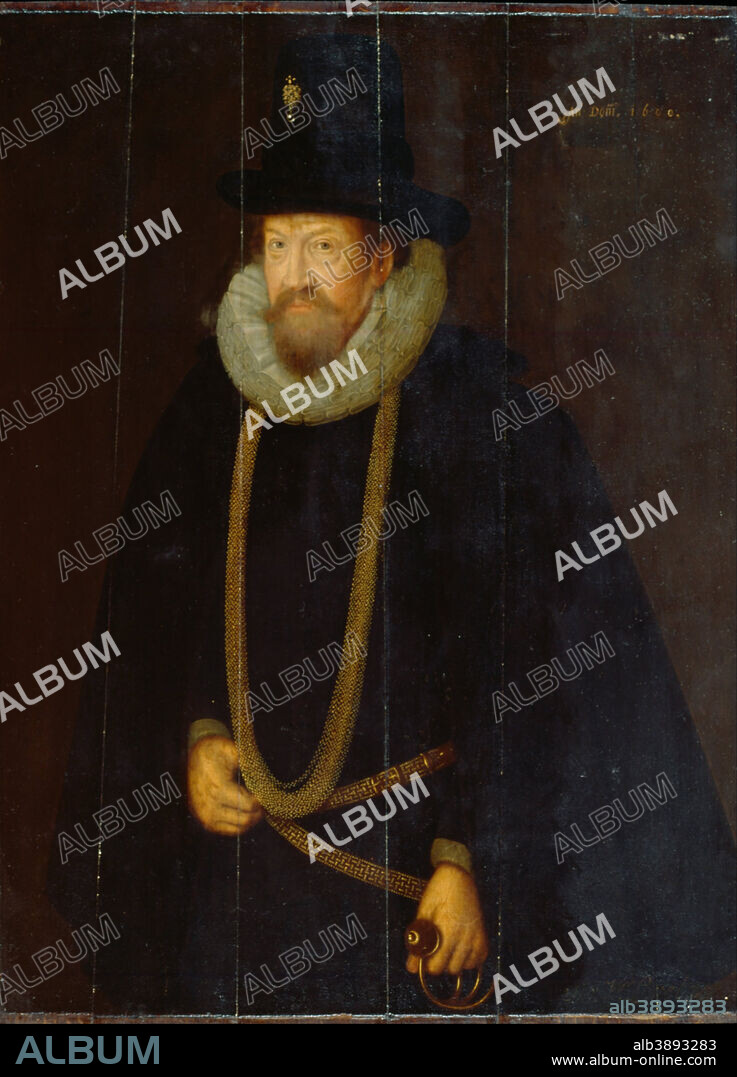 BRITISH SCHOOL. Sir William Lovelace Kt. of Bethersden. Date/Period: 1600. Painting. Oil on oak panel. Height: 1,067 mm (42 in); Width: 806 mm (31.73 in).