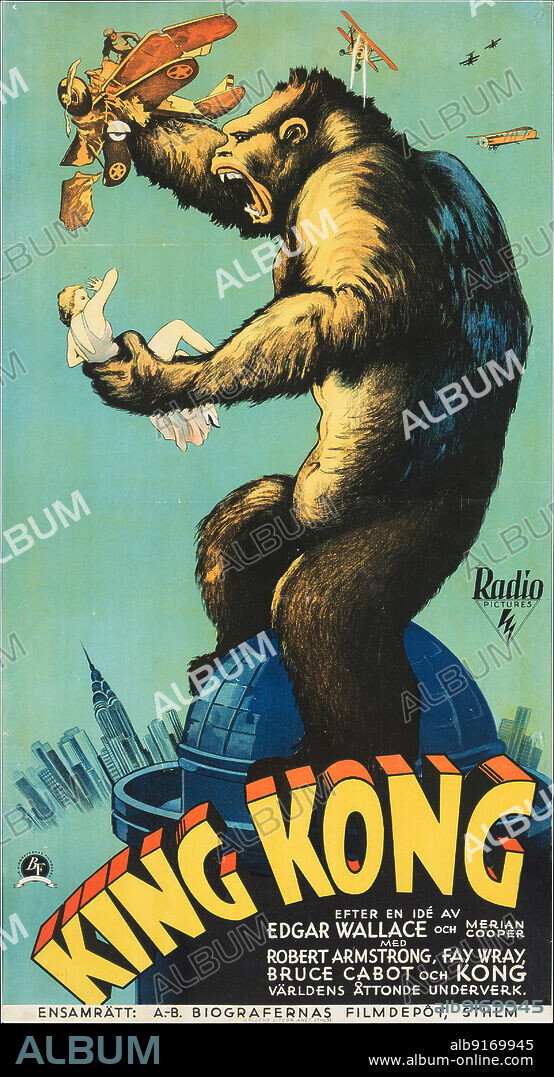 J. OLSéNS LITOGRAFISKA ANSTALT. Movie poster King Kong by Merian C. Cooper and Ernest B. Schoedsack.