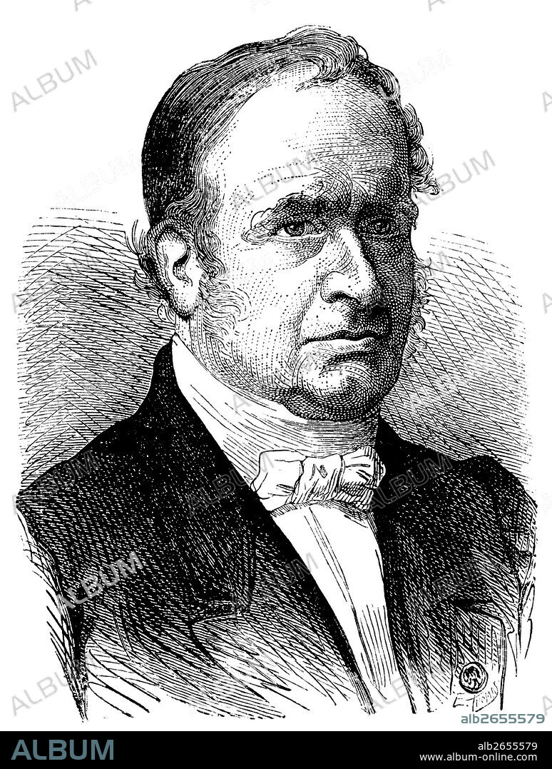 Jean-Baptiste Elie de Beaumont (1798-1874), French geologist. Engraving, 1873.