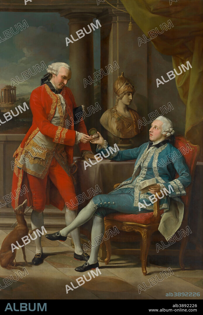 POMPEO BATONI. Sir Sampson Gideon and an unidentified companion. Date/Period: 1767. Painting. Oil on canvas Oil on canvas. Height: 2,756 mm (108.50 in); Width: 1,890 mm (74.40 in).