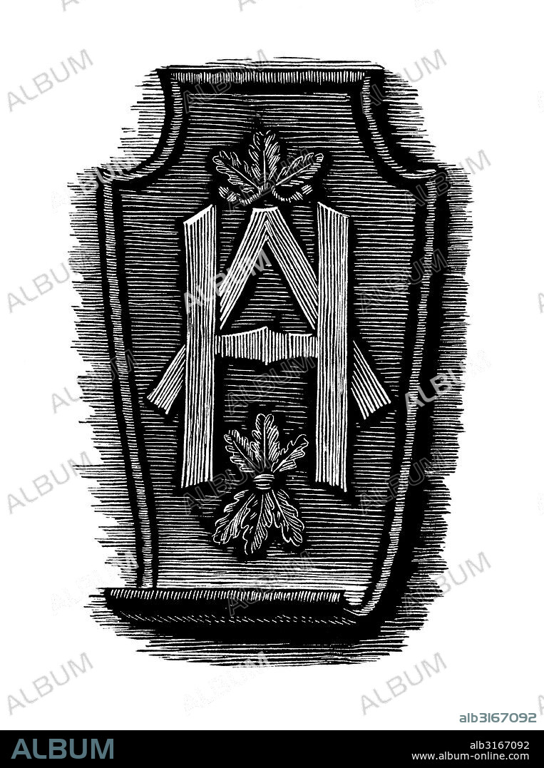 Ornamento en la entrada de las oficinas de la cancillería de Adolf Hitler con sus iniciales .