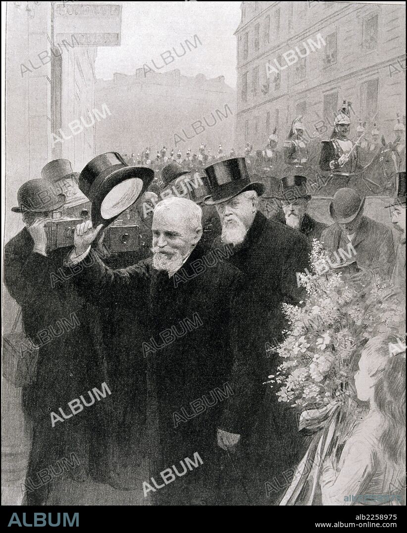 LOUBET. EMILE. POLITICO FRANCES. 1838 - 1929. " ULTIMO DIA COMO PRESIDENTE " , AÑO 1906. GRABADO DE L'ILLUSTRATION , AÑO 1906.