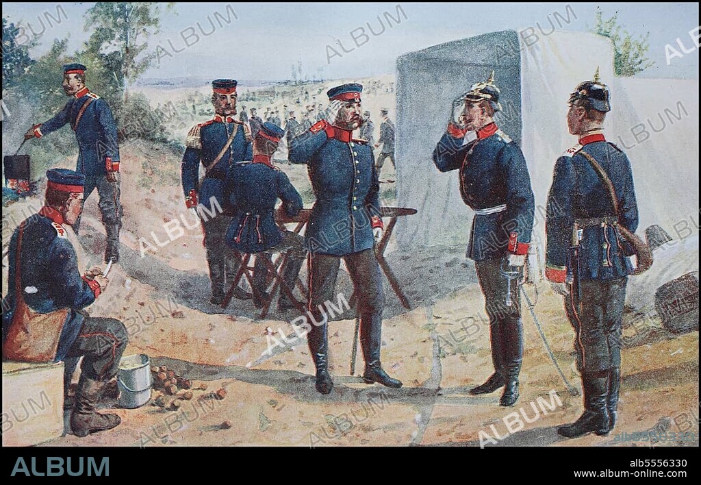 Prussian Army, Guard, officers' tent in bivouac, Germany, Infantry, ca 1900, digitally restored reproduction from a 19th century original, exact date unknown, Europe.