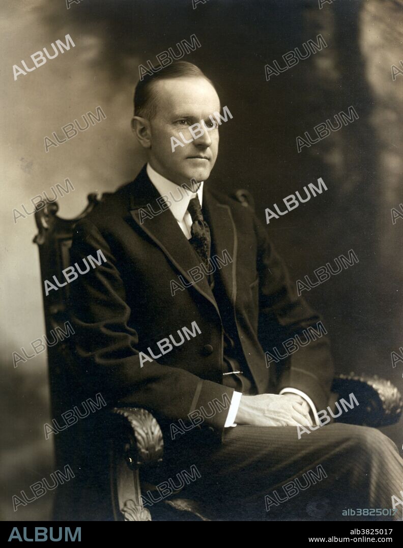 John Calvin Coolidge, Jr. (July 4, 1872 - January 5, 1933) was the 30th President of the US (1923-29). A Republican lawyer from Vermont, Coolidge worked his way up the ladder of Massachusetts state politics, and eventually became governor. He was elected as the 29th Vice President in 1920 and succeeded to the Presidency upon the sudden death of Harding in 1923. Elected in his own right in 1924, he gained a reputation as a small-government conservative, and as a man who said very little. Coolidge restored public confidence in the White House after the scandals of his predecessor's administration, and left office with considerable popularity. His reputation underwent a renaissance during the Ronald Reagan administration, but the ultimate assessment of his presidency is still divided between those who approve of his reduction of the size of government programs and those who believe the federal government should be more involved in regulating and controlling the economy. He died suddenly from coronary thrombosis in 1933 at the age of 60. Shortly before his death, Coolidge confided to an old friend: "I feel I no longer fit in with these times." Notman Photo Company.