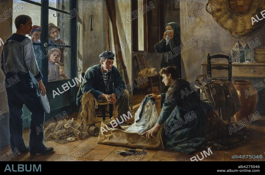ONOFRE GARI I TORRENT. Onofre Garí i Torrent / 'Premio sin gozo - Tristes recuerdos' (Premi sense goig - Tristos records), 1895, Óleo sobre lienzo, 230 x 150 cm.