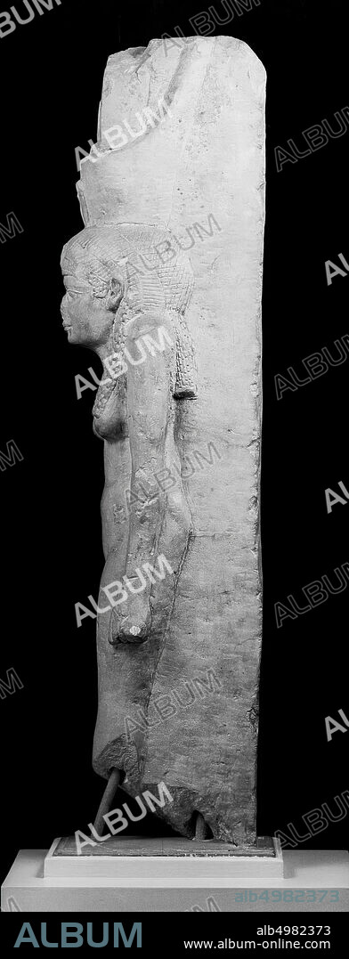 portrait, queen, Cleopatra II, Cleopatra III (?), Sculpture, limestone, 83 x 14 x 20.5 cm, c. 75 kg, Greco-Roman Period, Ptolemae Time, 250-20, Egypt.