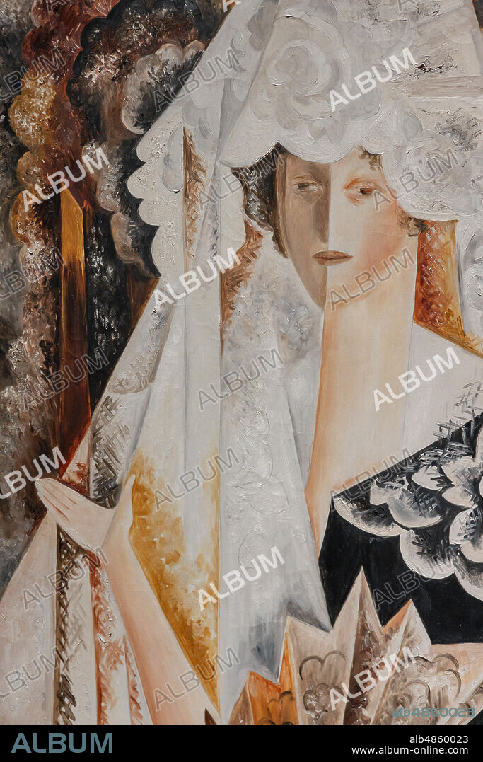 Natalia Goncharova: "Spanish Woman", 1923-6. Oil painting on canvas. Detail.