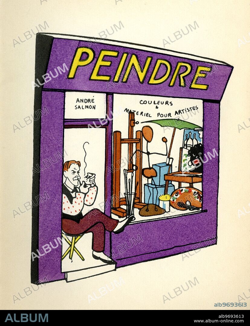 Andre Salmon. illustration by Henri Guilac c.1925.