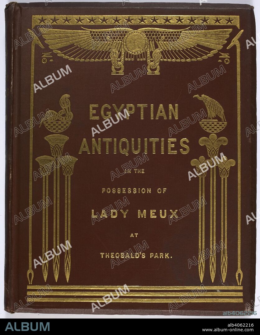 SIR ERNEST ALFRED THOMPSON WALLIS BUDGE. Egyptian Antiquities catalogue of possessions in a private collection. Some Account of the Collection of Egyptian Antiquities in the Possession of Lady Meux, of Theobaldâ€™s Park. 1893. Binding. Source: 7704.k.9 front binding.
