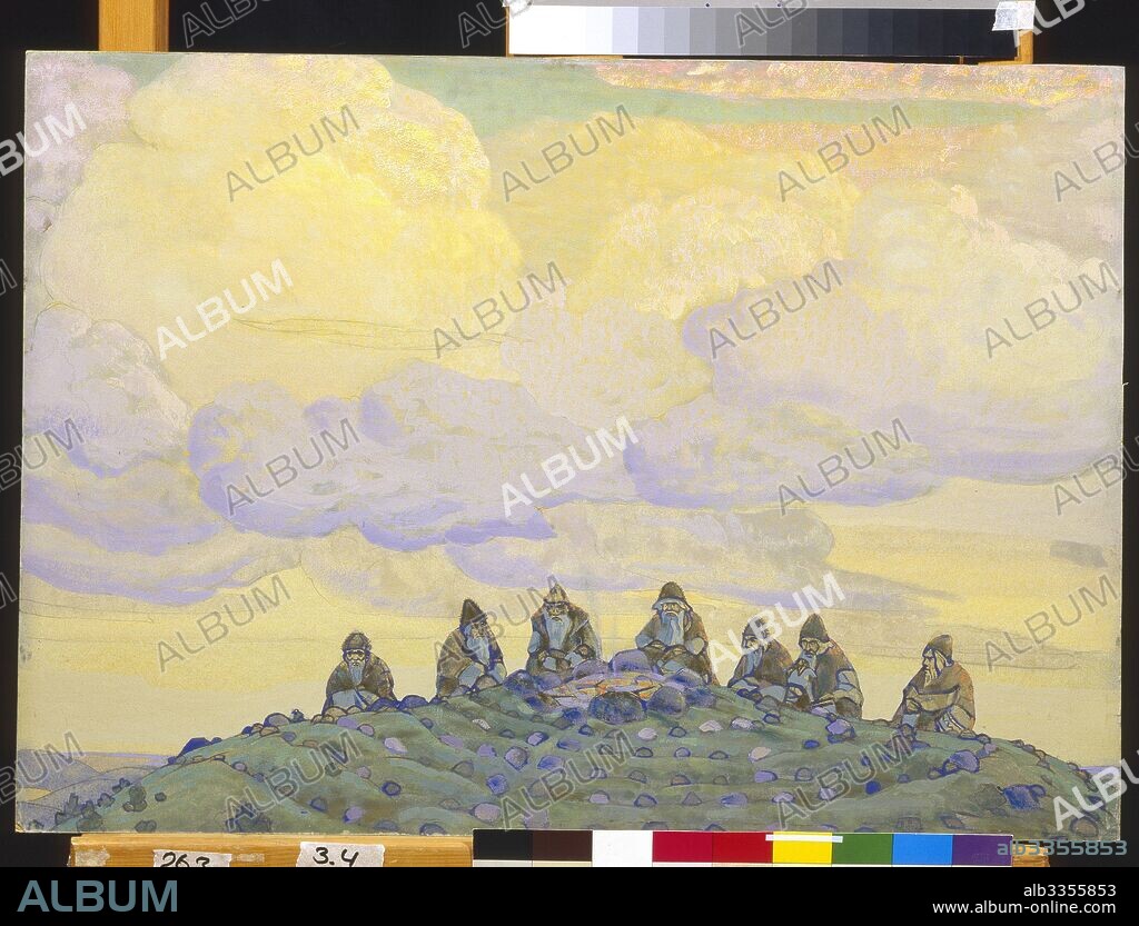 NICHOLAS ROERICH. The Great Sacrifice. Stage design for the ballet The Rite of Spring (Le Sacre du Printemps) by I. Stravinsky.
