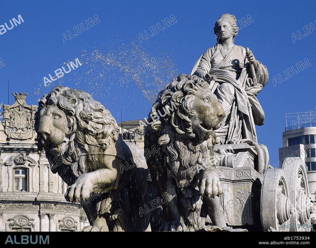ARTE SIGLO XVIII. ESPAÑA. GUTIERREZ, Francisco (San Vicente de Arévalo, 1727-Madrid, 1782). MICHEL, Robert (Le Puy, 1721-Madrid, 1786). "FUENTE DE CIBELES". Realizada con motivo de la urbanización del Paseo del Prado. MADRID.
