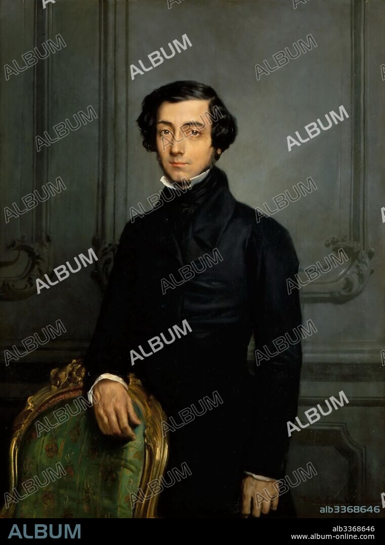 THEODORE CHASSERIAU. Portrait of Alexis de Tocqueville (1805-1859).