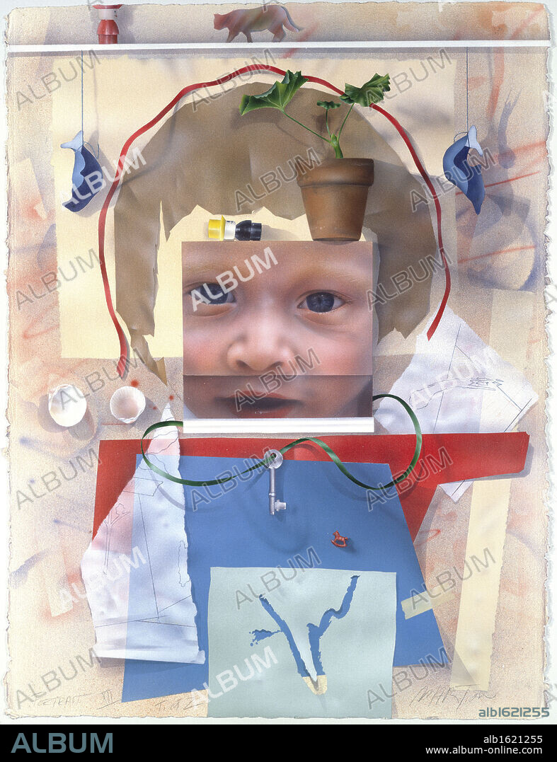 Portrait XII, T. at 2  Donald Martin (20th C./ American)  Airbrush on paper  Private Collection.