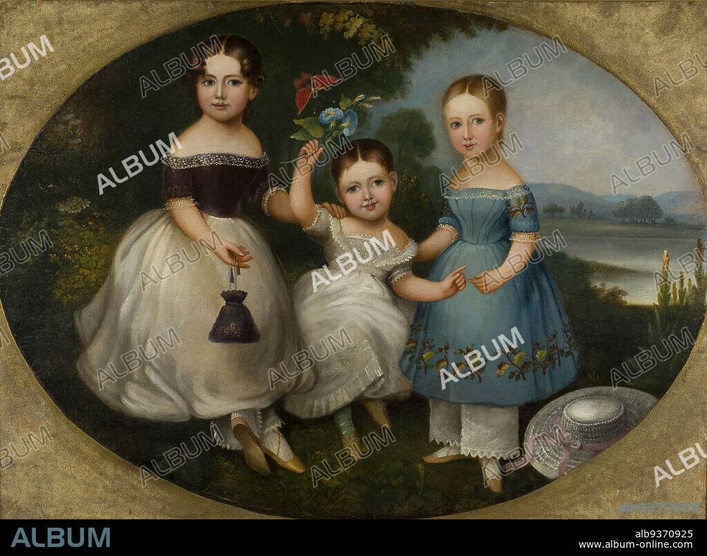 The Jones Children [Verella Jones Herbert (Mrs. Benoist Herbert) (1837-1882), Amelia Jones (1841-1843), and Emily M. Jones Carter (Mrs. William W. Carter) (1839-1916)], American, 1843, Oil on canvas, Made in Saint Louis, Missouri, Midwest, United States, North and Central America, Paintings, 47 1/16 × 63 3/4 in. (119.5 × 161.9 cm).