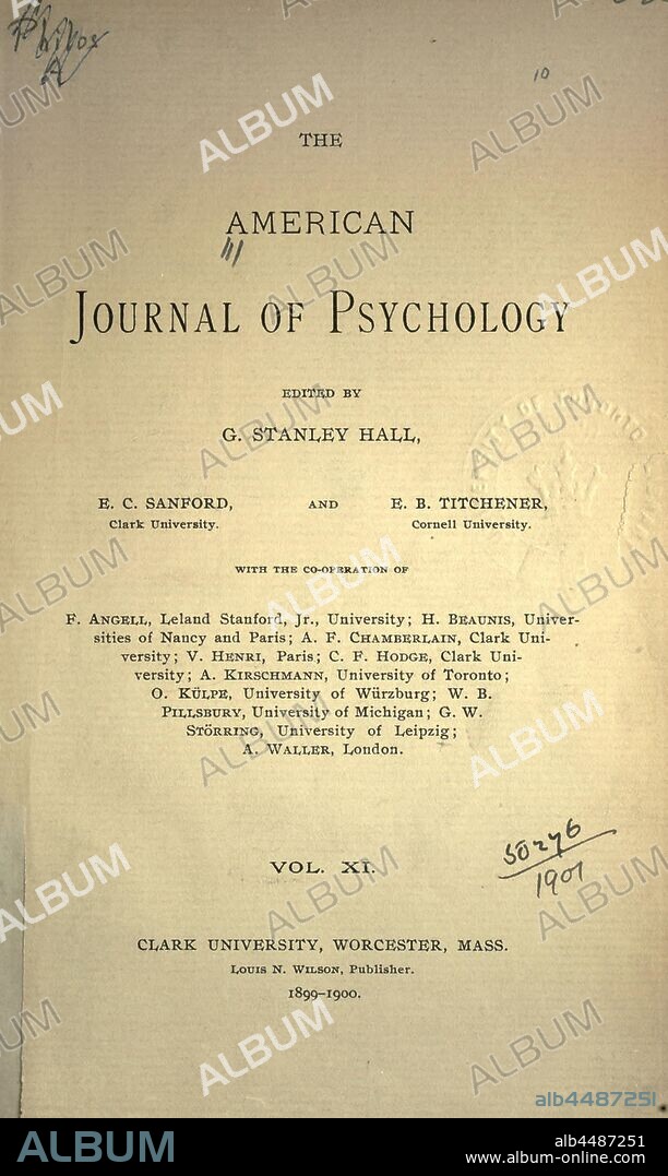 The American journal of psychology : Hall, G. Stanley (Granville Stanley), 1844-1924.