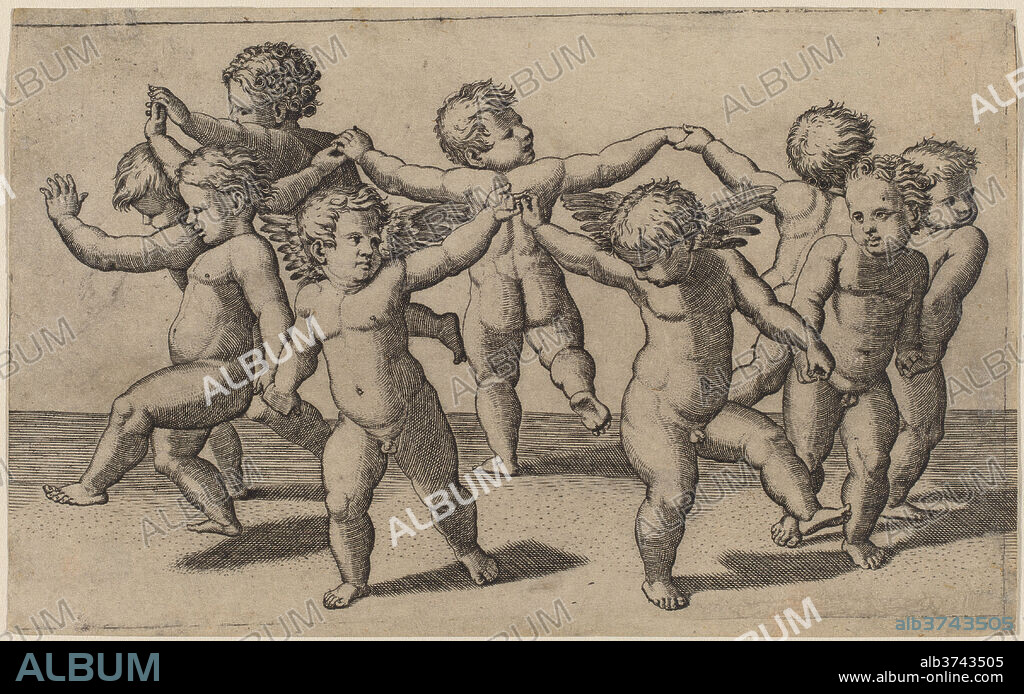 MARCANTONIO RAIMONDI AFTER RAPHAEL. Dance of Cupids. Medium: engraving.