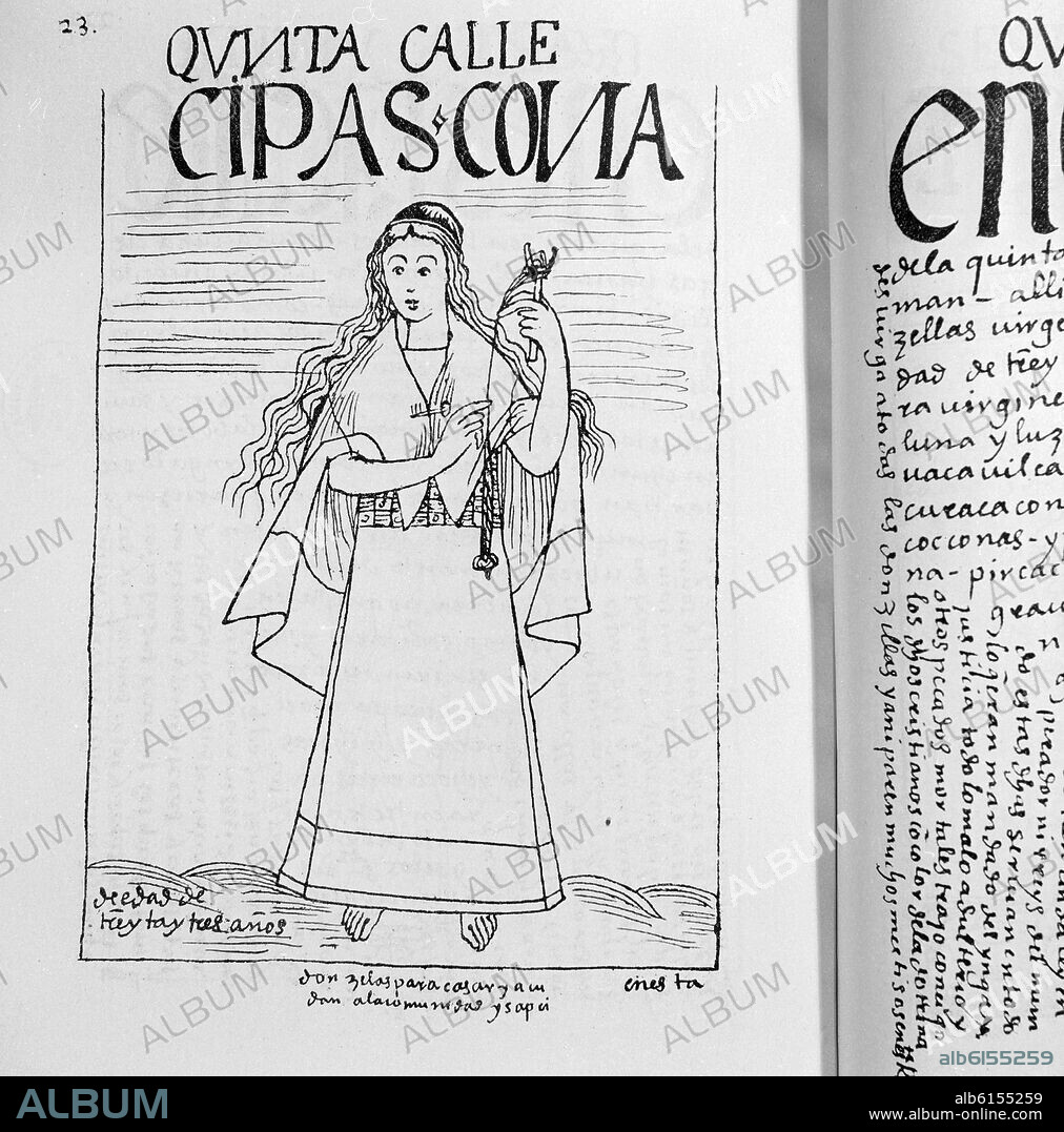 FELIPE GUAMAN POMA DE AYALA (1535-1617). NUEVA CRONICA BUEN GOBIERNO-CIPAS CONA:DONCELLA PARA CASAR.