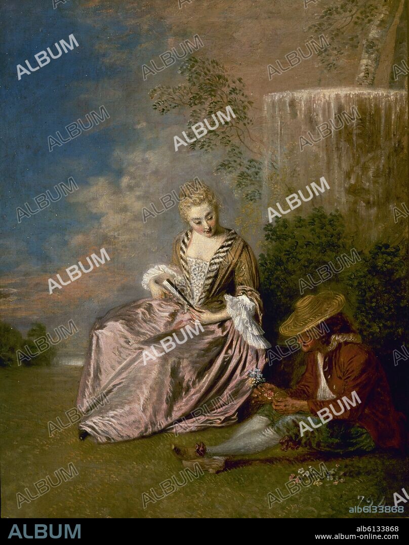 JEAN ANTOINE WATTEAU. EL ENAMORADO TIMIDO - S XVIII - ROCOCO FRANCES - ESCENA GALANTE.