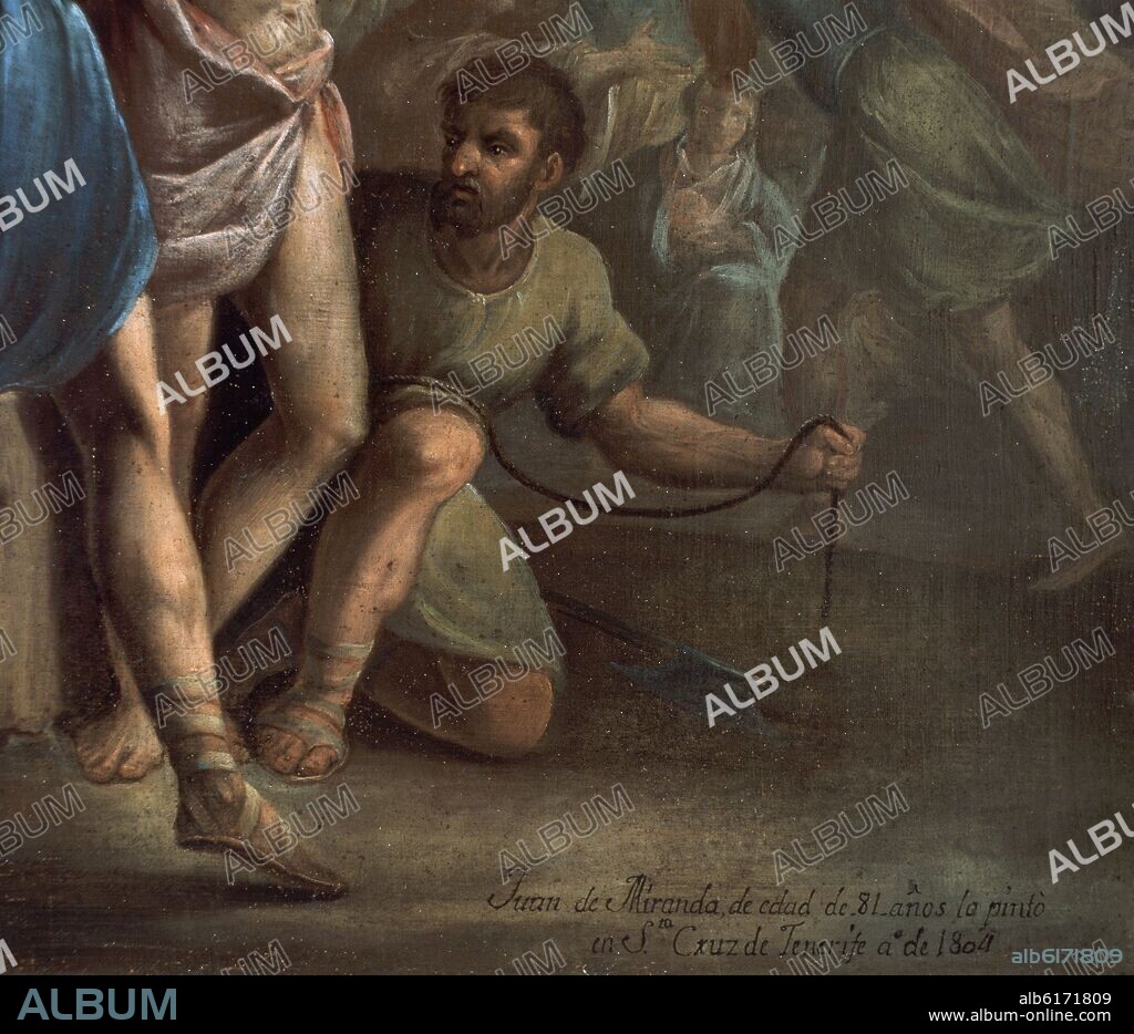 JUAN DE MIRANDA (1723-1805). DETALLE - SENTENCIA Y MUERTE DE TITO Y TIBERIO - PINTADO EN 1804 - PINTURA HISTORICISTA - COPIA DE UN GRABADO FRANCES - CONJUNTO Nº 1456.